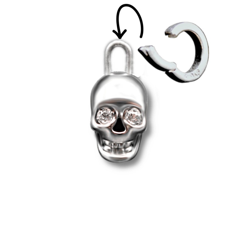 Crazy For Skully tête argent avec yeux stras 2.1mm