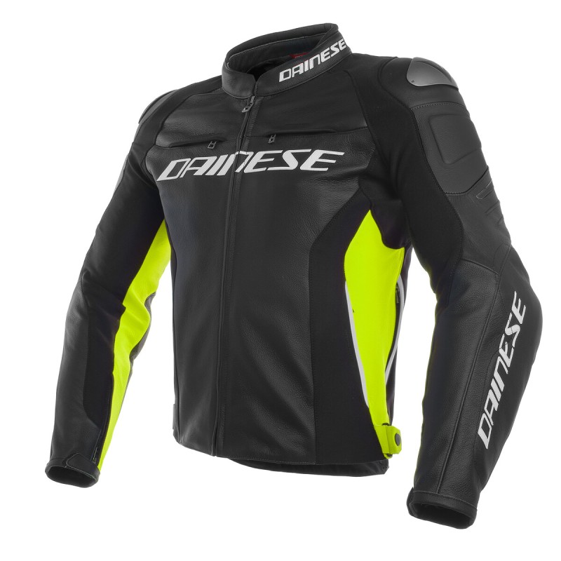 Dainese veste cuir Racing 3 noir-jaune fluo 56