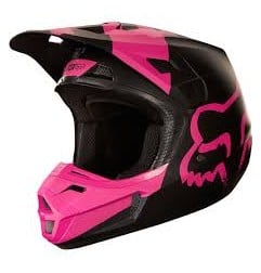 FOX V2 casque cross noir-rose mat S