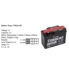 Batterie YTR4A BS YUASA AVEC ACIDE