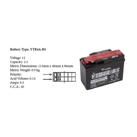 Batterie YTR4A BS YUASA AVEC ACIDE