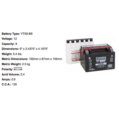 Batterie YTX9 BS YUASA