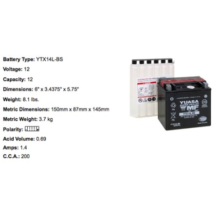 Batterie YTX14L BS YUASA