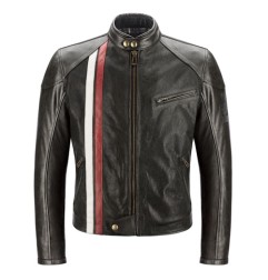 Belstaff veste cuir Seeley noir/rouge/ivoir L