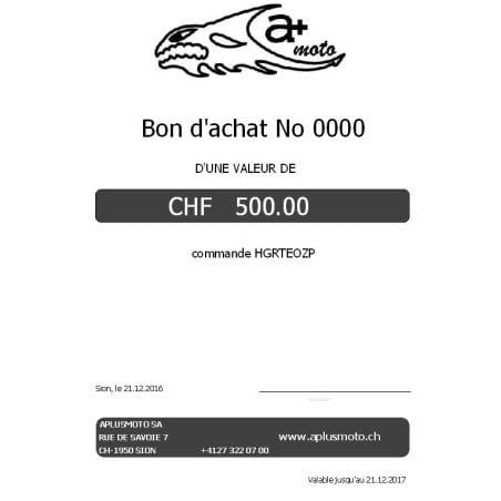 Bon cadeau d'une valeur de 500 CHF